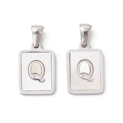 304 Stainless Steel Pave Shell Pendants STAS-G327-01P-Q-1