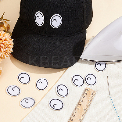 20 Pairs Cartoon Eyes Polyester Embroidery Cloth Iron on Patches PATC-BC0001-10-1