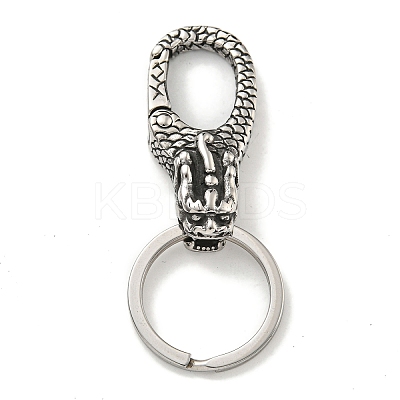 Tibetan Style 316 Surgical Stainless Steel Fittings with 304 Stainless Steel Key Ring FIND-Q101-09AS-04-1
