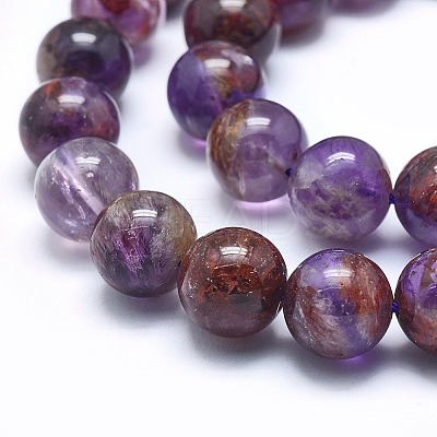 Natural Purple Phantom Quartz Purple Lodolite Quartz Beads Strands G-J373-05A-12mm-1