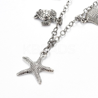 Brass Charm Anklets AJEW-AN00264-1