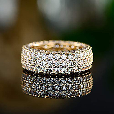 Brass Micro Pave Clear Cubic Zirconia Finger Rings for Women FS-WG796B2-06-1