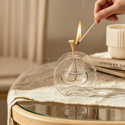 Transparent Glass Candle Holders with Candle Wick DIY-WH0308-997C-1