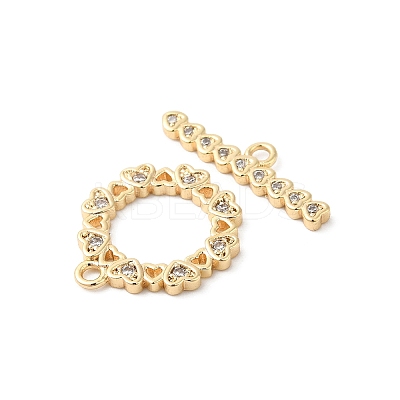 Brass Pave Clear Cubic Zirconia Toggle Clasps KK-P234-83G-1