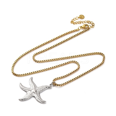 304 Stainless Steel Summer Beach Pendant Box Chain Necklaces NJEW-K389-01GP-02-1