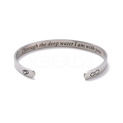 Tarnish Resistant 304 Stainless Steel Infinity Heart Open Cuff Bangle LS-BJEW-G653-03P-1