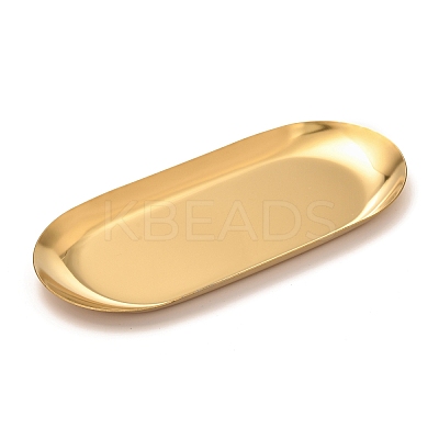 Oval 430 Stainless Steel Jewelry Display Plate X-STAS-P289-03G-1