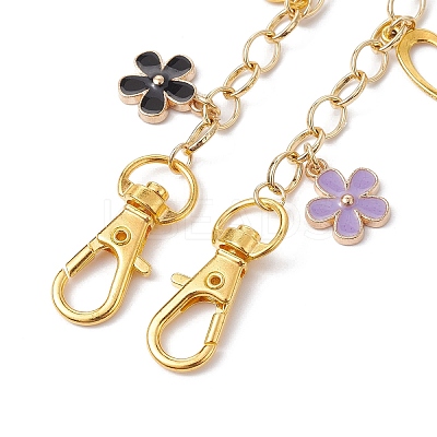 Flower Heart Alloy & 316L Surgical Stainless Steel Pendant Bag Chains AJEW-BA00129-1