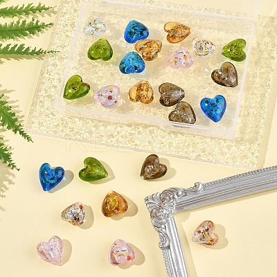 24Pcs 6 Colors Handmade Lampwork Silver Foil Glass Beads FOIL-FS0001-01-1