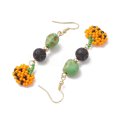 Glass Beads Pendant Dangle Earring EJEW-MZ00136-1