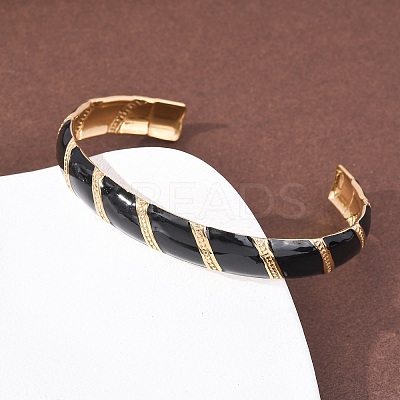 304 Stainless Steel Enamel Bangles for Women LS-BJEW-H637-01G-1