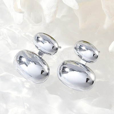 304 Stainless Steel Oval Stud Earrings EJEW-M073-08P-1