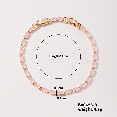 Elegant and Versatile Rectangle Brass Glass Bracelets for European and American Fashion LS-QW9736-3-1
