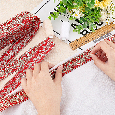 Ethnic Style Embroidery Polyester Ribbons OCOR-WH0060-33B-1