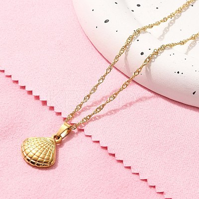 Summer Beach 304 Stainless Steel Pendant Rope Chain Necklaces for Women LS-STAS-Z108-01G-02-1