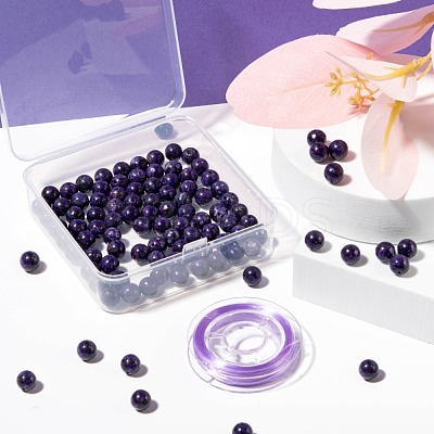 100Pcs 8mm Natural Charoite Round Beads DIY-LS0002-12-1