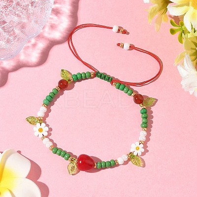 Glass Seed Beads & Lampwork Beads Braided Bead Bracelets for Women BJEW-MZ00212-02-1
