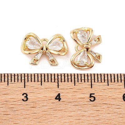 Brass Micro Pave Clear Cubic Zirconia Pendants KK-S389-01G-1