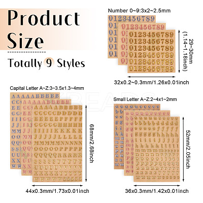 9 Styles Alloy Metal Stickers DIY-TA0010-36-1