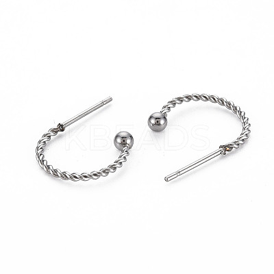 Non-Tarnish 304 Stainless Steel C-shape Stud Earrings LS-EJEW-N016-013-NR-1