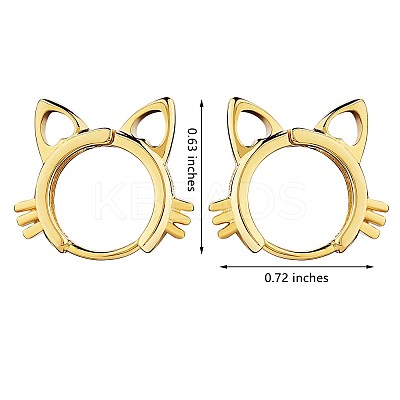 Women Cat Brass Leverback Earrings JE965B-1