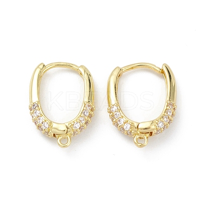 Brass Micro Pave Clear Cubic Zirconia Hoop Earring Findings EJEW-K245-20G-1
