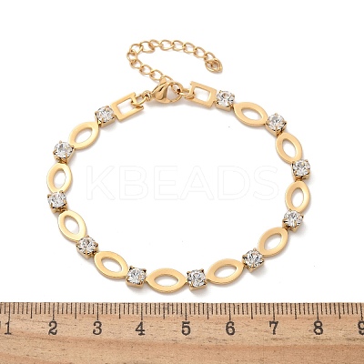 304 Stainless Steel Rhinestone Cup Chain Bracelets for Women BJEW-F488-26C-G-1