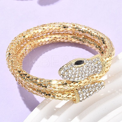 Snake Alloy Rhinestone Bangles for Women BJEW-G085-01G-02-1