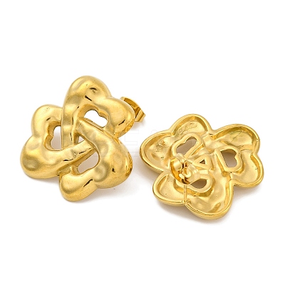 Flower Ion Plating(IP) 304 Stainless Steel Stud Earrings EJEW-H013-27G-1