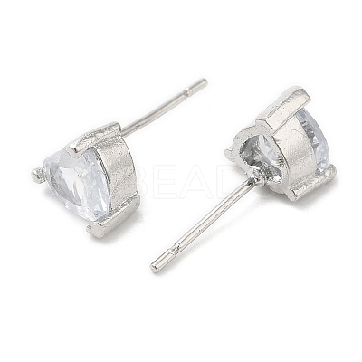 Crystal Rhinestone Heart Stud Earrings EJEW-D059-01P-1