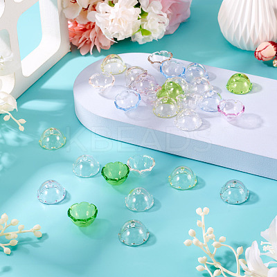 28Pcs 7 Colors Transparent Acrylic Bead Caps OACR-TA0004-02-1