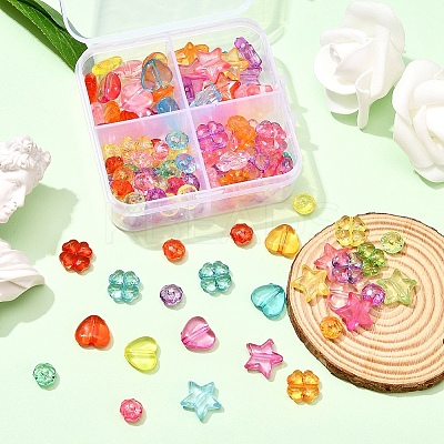 125Pcs 4 Style Transparent Acrylic Beads MACR-YW0001-60-1