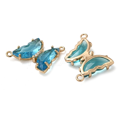 Brass Pave Faceted Glass Connector Charms X-FIND-Z020-04U-1
