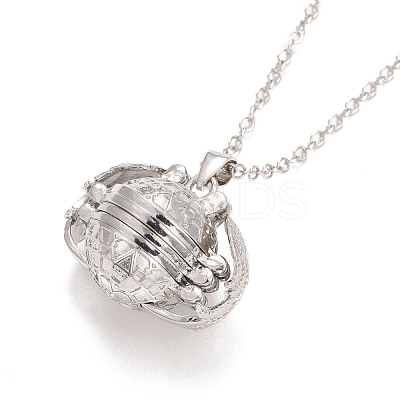 Alloy Multi Picture Photo Ball with Wings Locket Pendant Necklace for Women NJEW-M191-01P-1