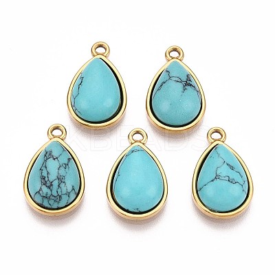 Synthetic Turquoise Teardrop Pendants STAS-N109-210C-G-1