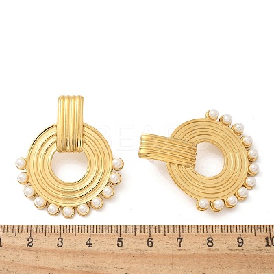 304 Stainless Steel ABS Imitation Pearl Stud Earrings EJEW-M069-02G-1