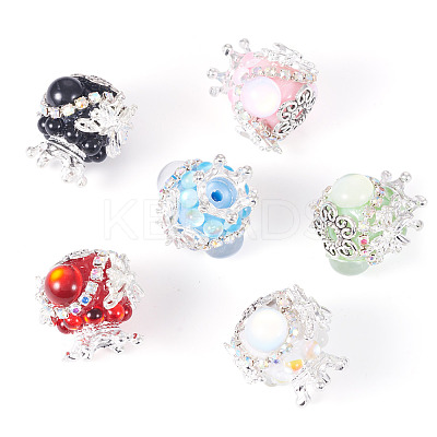 6Pcs 6 Colors Polymer Clay Rhinestone Beads FIND-TA0006-53-1