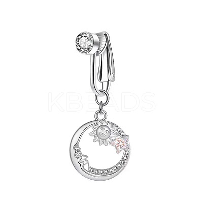 Brass Pave Clear Cubic Zirconia Clip on Belly Rings FS-WG683DA-05-1