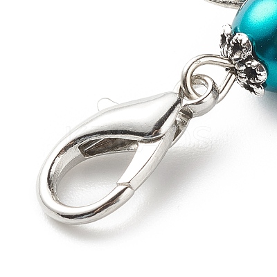 Baking Paint Pearlized Glass Pearl Round Bead Pendant Decorations HJEW-JM00728-1