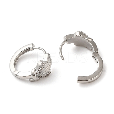 Cubic Zirconia Heart Hoop Earrings EJEW-Z019-07P-1