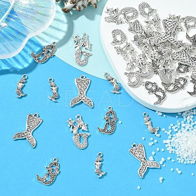 40Pcs 4 Styles Tibetan Style Alloy Pendants TIBEP-YW0002-03-1