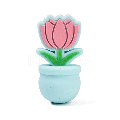Flower Food Grade Silicone Focal Beads LS-SIL-A011-03B-02-1