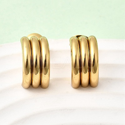 201 Stainless Steel Triple Stud Earrings EJEW-Z151-01G-1