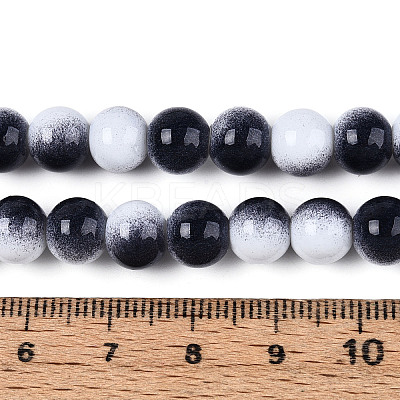Two Tone Opaque Baking Paint Glass Beads Strands DGLA-Q027-8mm-04-1