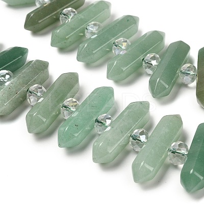 Natural Green Aventurine Double Terminated Point Beads Strands G-H069-B14-01-1