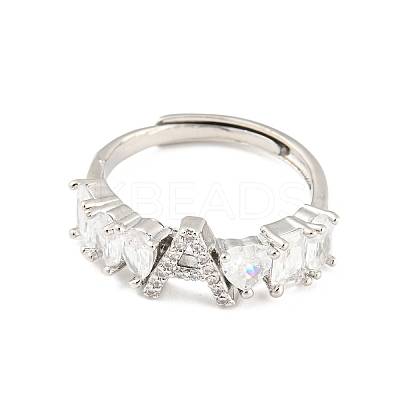 26Pcs 26 Style Initial Letter A~Z Clear Cubic Zirconia Adjustable Rings Set RJEW-Q781-17P-1