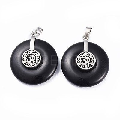 Natural Obsidian Pendants G-F640-F02-1