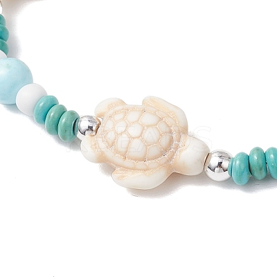 Dyed Synthetic Turquoise & Natural Howlite Beads Bracelets for Women BJEW-JB11794-02-1
