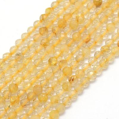 Natural Gold Rutilated Quartz Beads Strands G-E411-17-3mm-1