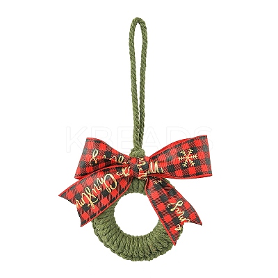 3Pcs 3 Colors Handmade Cotton Christmas Wreath Pendant Decoration HJEW-JM02702-1